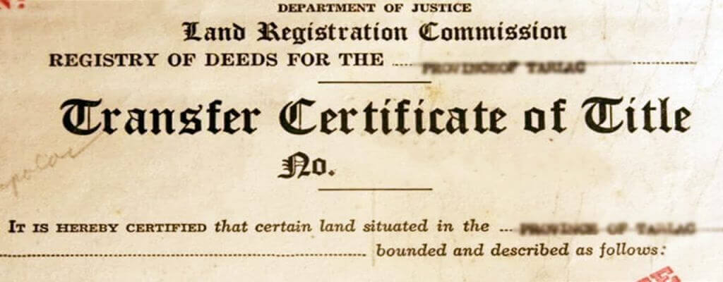 Picture of a Transfer Certificate of Title Land in the Philippines