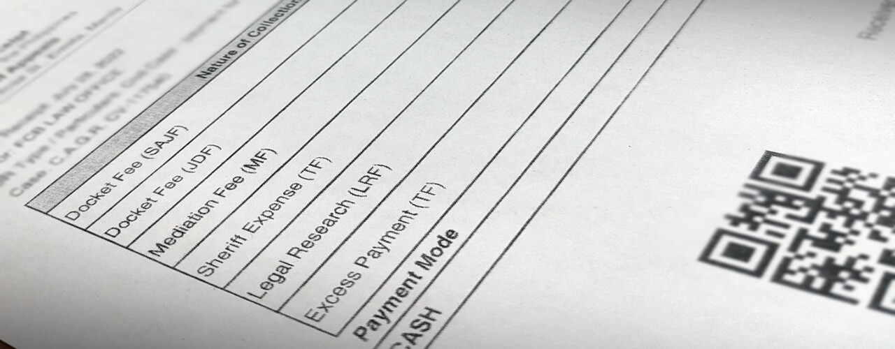 A portion of a payment form of Small Claims Philippines Filing Fee