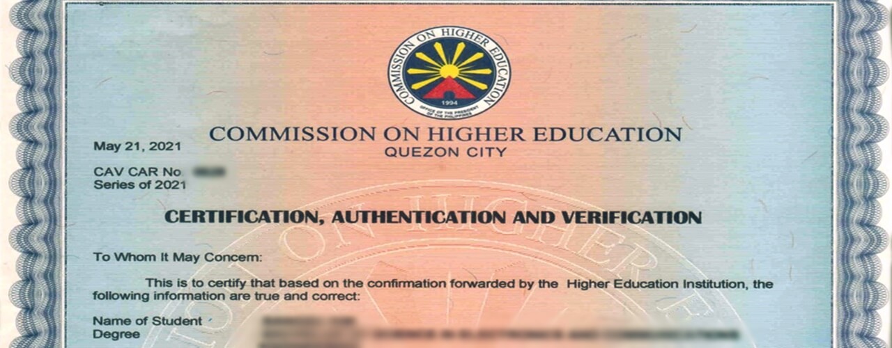 Picture of CAV requirement issued by the CHED.
