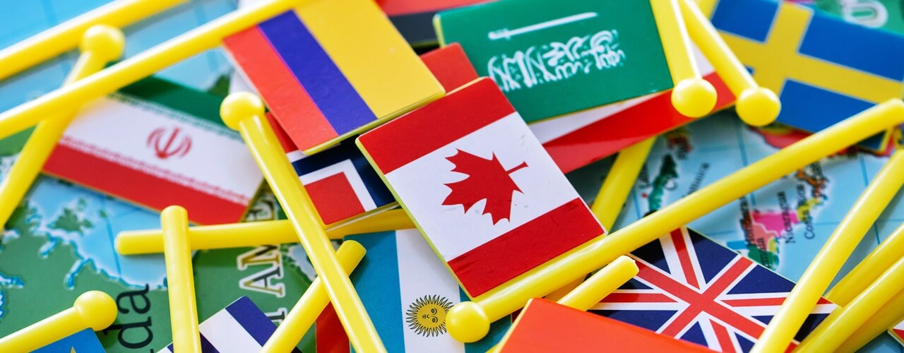 Scattered flags of different non-apostille countries