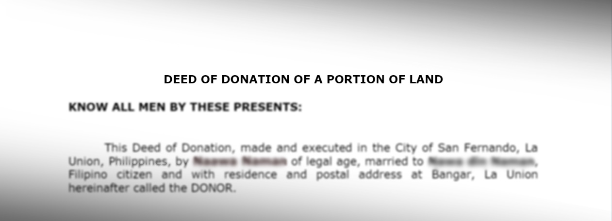Sampe of a Deed of Donation