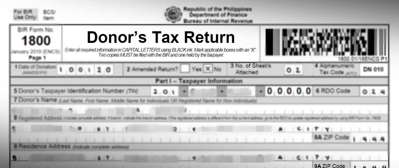 A BIR Donor's Tax Return Form