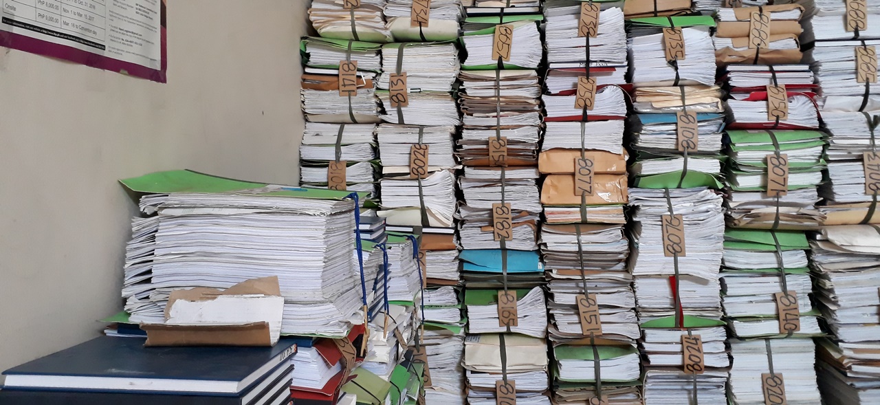 Pile of documents inside a Registry of Deeds