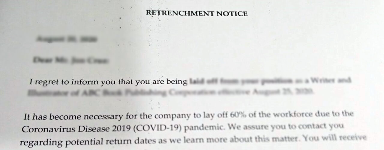 Retrenchment Philippines must be provided with letter of retrenchment notice.