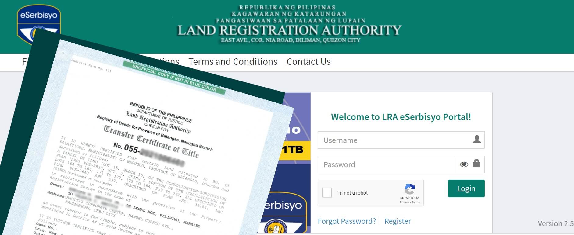 LRA online platform for requesting of CTC of documents.