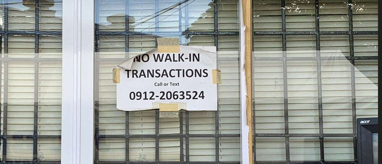 A no walk in transaction post in a window glass